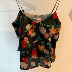 Strapless blouse with colored flowers